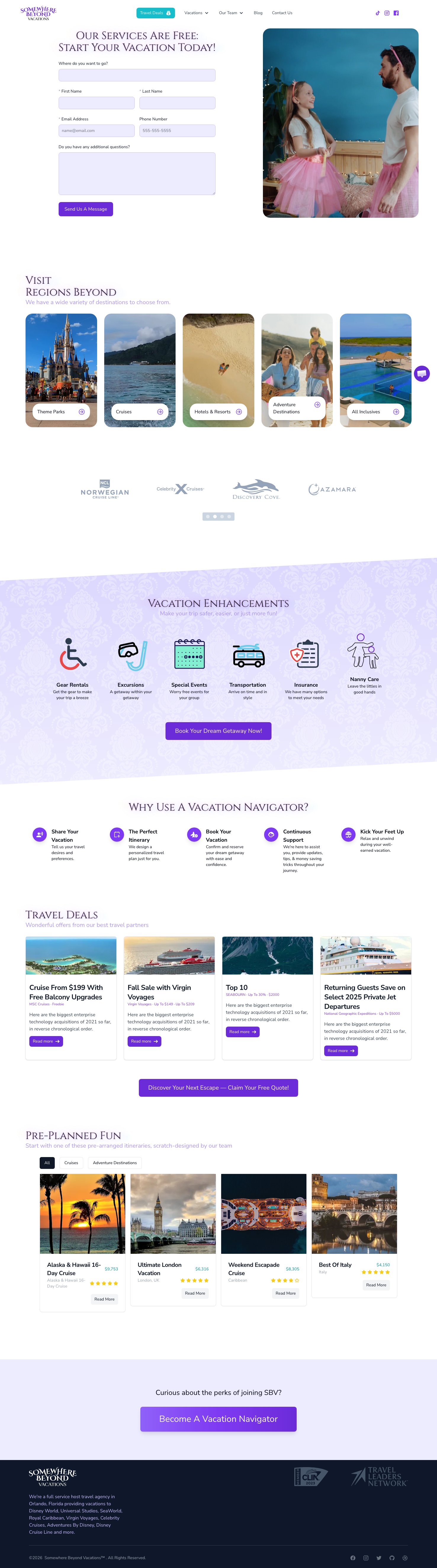 Screenshot of Somewhere Beyond Vacations