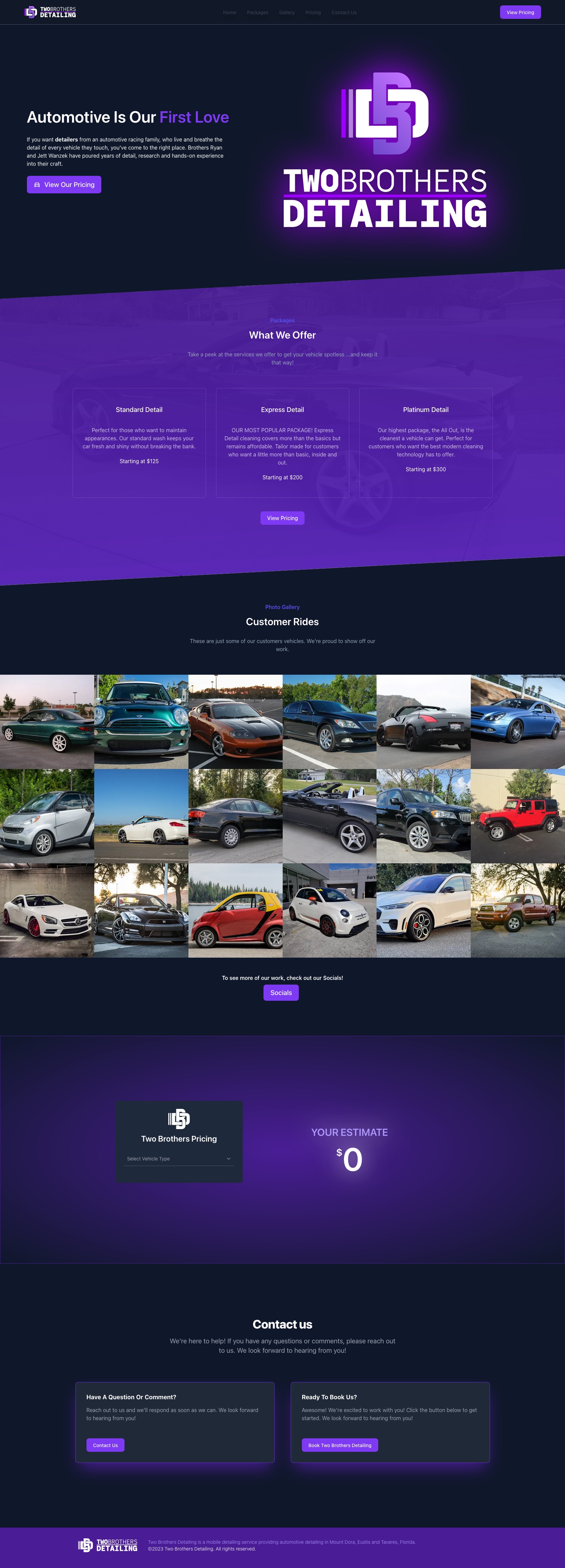 Screenshot of Two Brothers Detailing